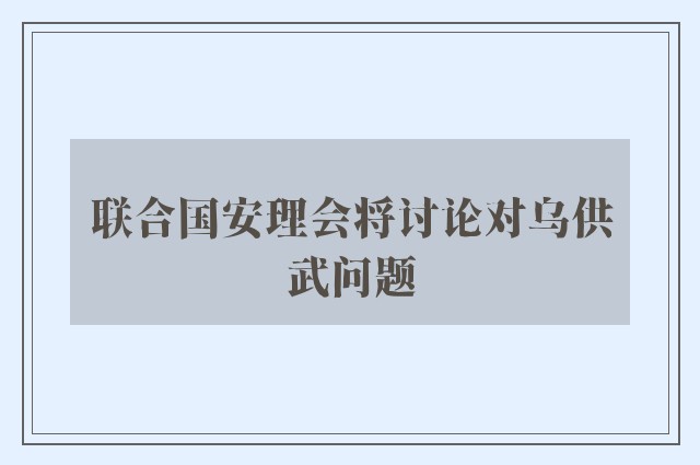 联合国安理会将讨论对乌供武问题