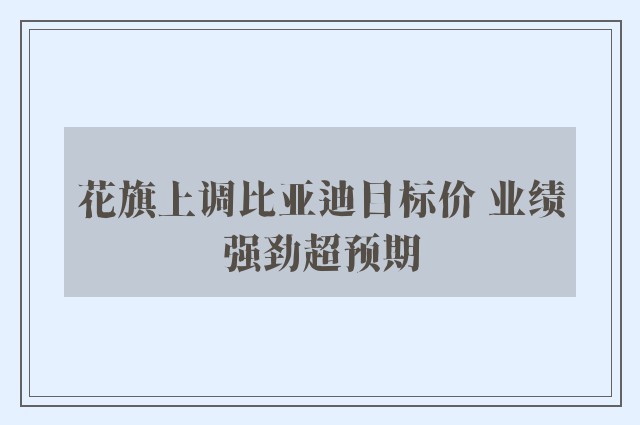 花旗上调比亚迪目标价 业绩强劲超预期