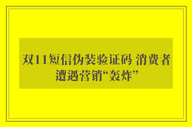 双11短信伪装验证码 消费者遭遇营销“轰炸”