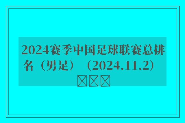 2024赛季中国足球联赛总排名（男足）（2024.11.2） ​​​