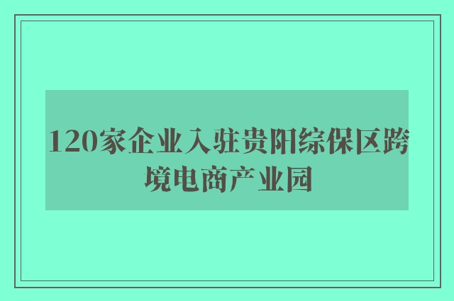 120家企业入驻贵阳综保区跨境电商产业园