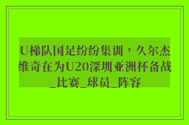 U梯队国足纷纷集训，久尔杰维奇在为U20深圳亚洲杯备战_比赛_球员_阵容