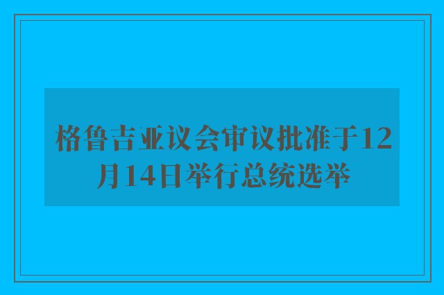 格鲁吉亚议会审议批准于12月14日举行总统选举