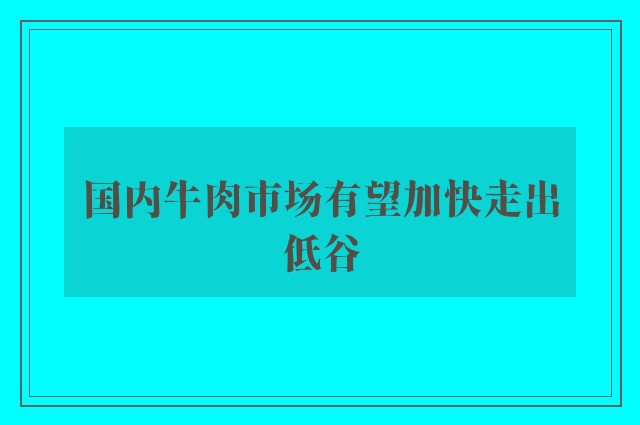 国内牛肉市场有望加快走出低谷