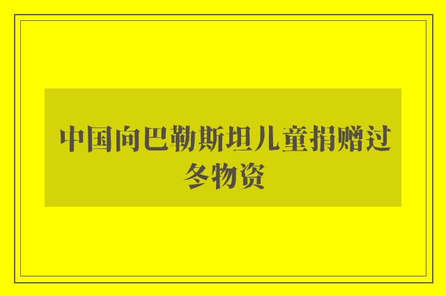 中国向巴勒斯坦儿童捐赠过冬物资