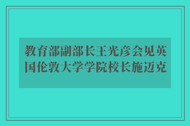 教育部副部长王光彦会见英国伦敦大学学院校长施迈克