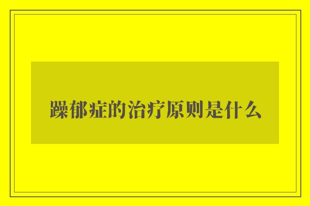 躁郁症的治疗原则是什么