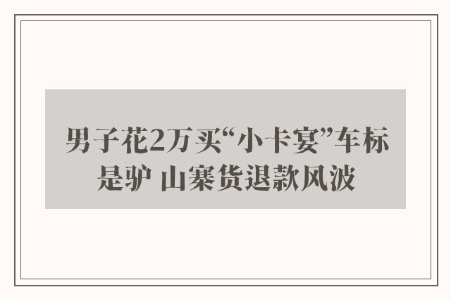 男子花2万买“小卡宴”车标是驴 山寨货退款风波