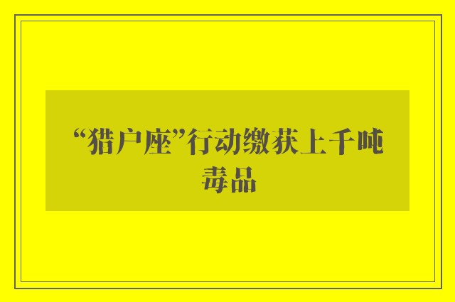 “猎户座”行动缴获上千吨毒品