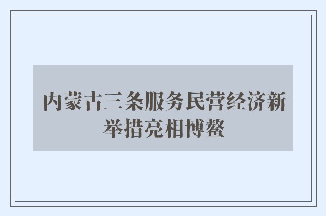 内蒙古三条服务民营经济新举措亮相博鳌