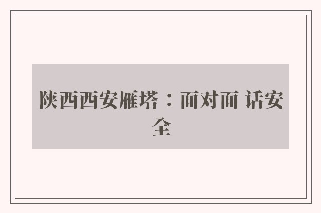 陕西西安雁塔：面对面 话安全