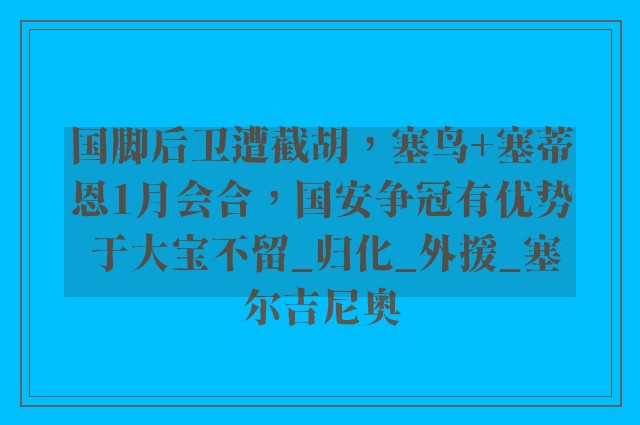 国脚后卫遭截胡，塞鸟+塞蒂恩1月会合，国安争冠有优势 于大宝不留_归化_外援_塞尔吉尼奥