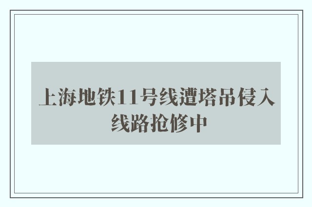 上海地铁11号线遭塔吊侵入 线路抢修中