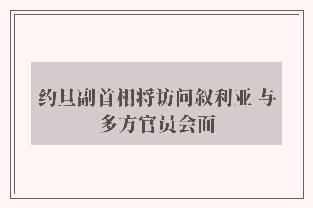 约旦副首相将访问叙利亚 与多方官员会面