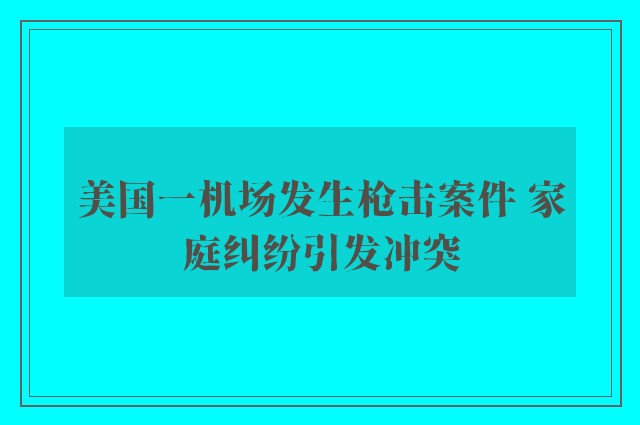 美国一机场发生枪击案件 家庭纠纷引发冲突