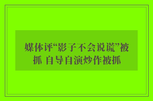 媒体评“影子不会说谎”被抓 自导自演炒作被抓