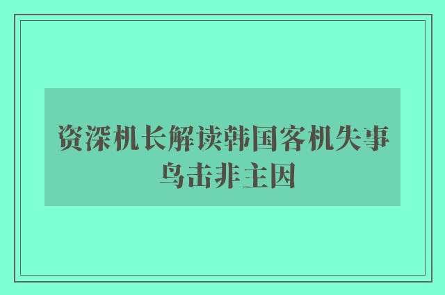 资深机长解读韩国客机失事 鸟击非主因