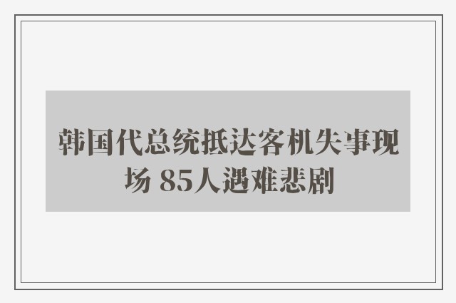 韩国代总统抵达客机失事现场 85人遇难悲剧