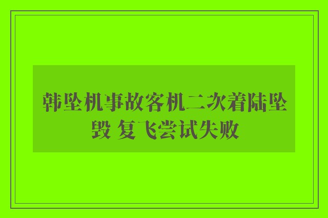 韩坠机事故客机二次着陆坠毁 复飞尝试失败