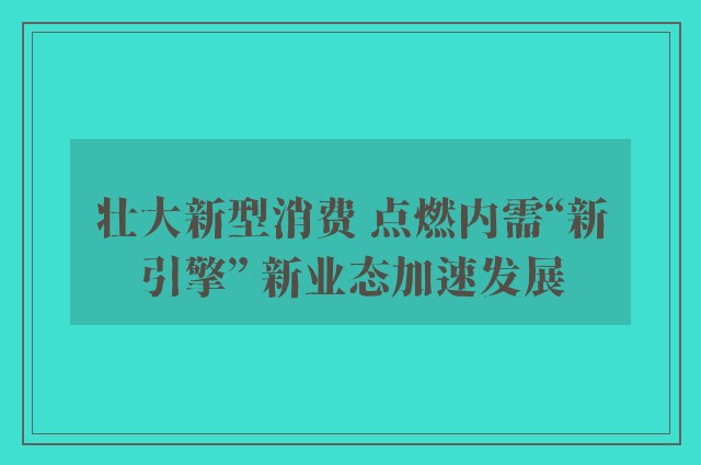 壮大新型消费 点燃内需“新引擎” 新业态加速发展