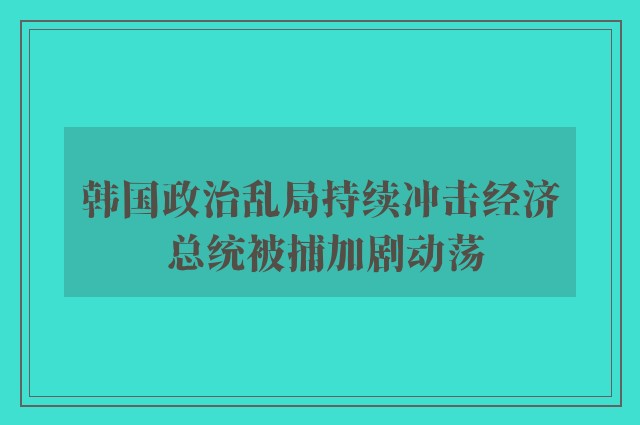 韩国政治乱局持续冲击经济 总统被捕加剧动荡